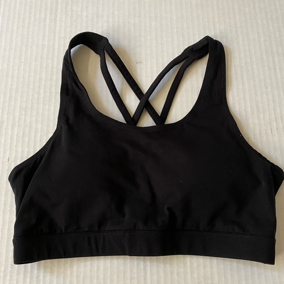 NWOT Pact Organic Scoop Neck Open Lattice Back Black Bralette Size M - Picture 3 of 10